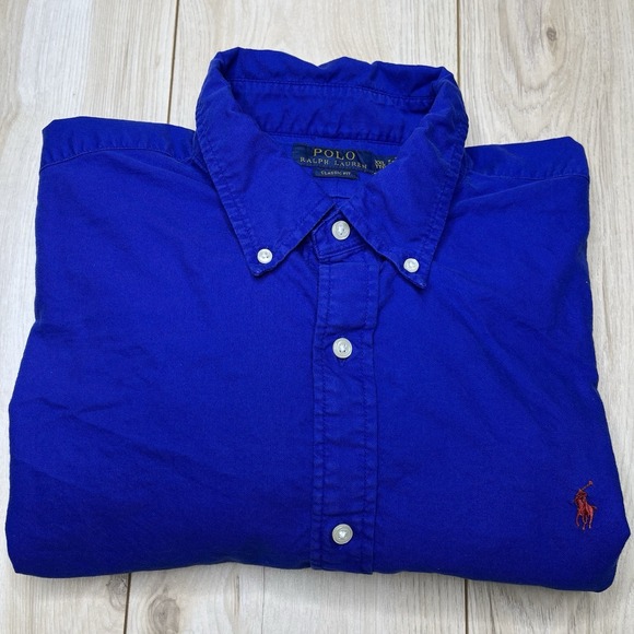Polo Ralph Lauren Shirt Mens XXL Purple Classic Fit Long Sleeve Button Down - Picture 1 of 13